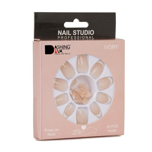 Stick On Nails |  Ivory Artificial Fake/False Press on Nails With Quick Dry Nail Glue