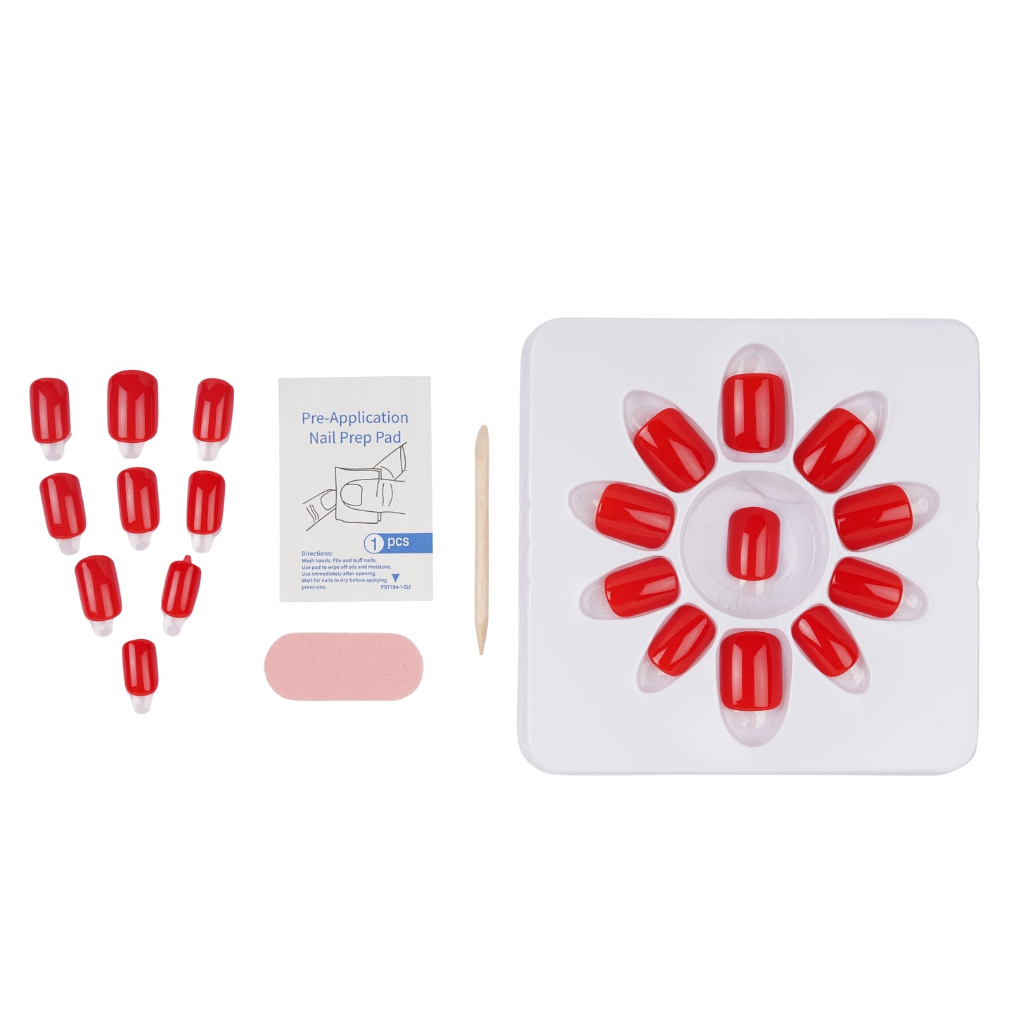 Stick On Nails |  Red Artificial/Fake Reusable Press on Nails With Quick Dry Nail Glue