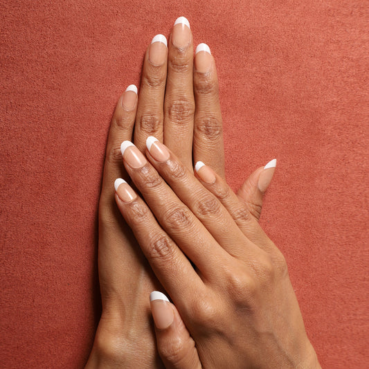 Stick On Nails | Dashing Diva Press Magic Brick Red, Ivory Fake Reusable Acrylic Press on Nails With Quick Dry Nail Glue, Pack of 2