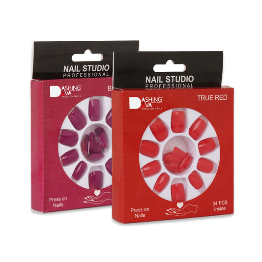 Stick On Nails | Dashing Diva Press Magic Brick Red, True Red Fake Nails With Glue Nail Extension False Nail Art With Quick Dry