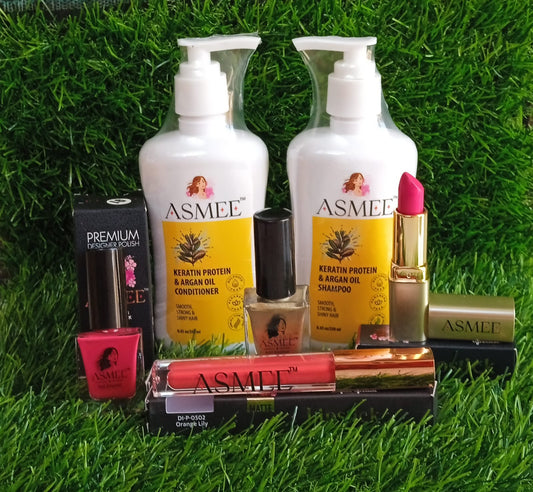 Asmee Hamper - Shampoo, Conditioner, Nailpolish, Lipstick