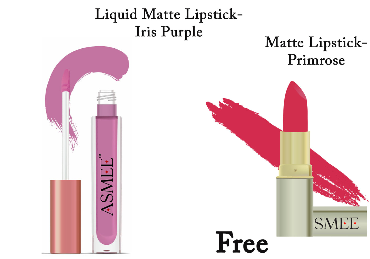 Asmee Liquid Lipstick -Iris Purple  &  Get Matte Lipstick- Primrose  Free