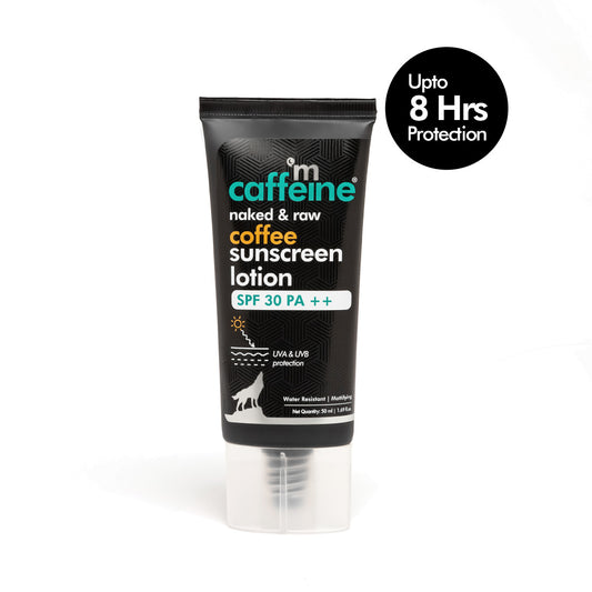 mCaffeine SPF 30 PA++ Coffee Sunscreen Lotion - Water-Resistant Matte Gel Cream with No White Cast