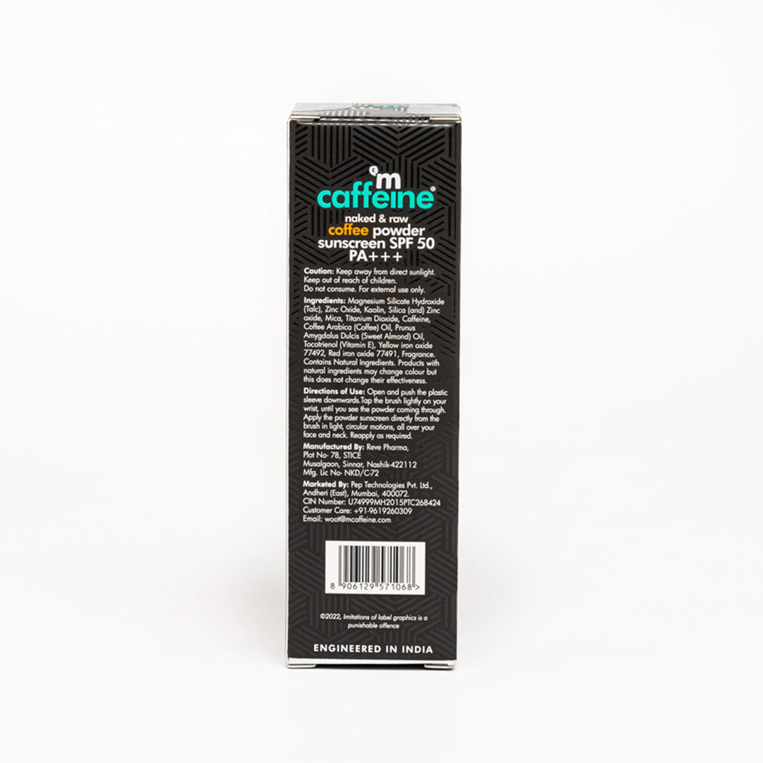 mCaffeine SPF 50 PA+++ Coffee Powder Sunscreen - 100% Mineral, Matte Sunscreen with No White Cast
