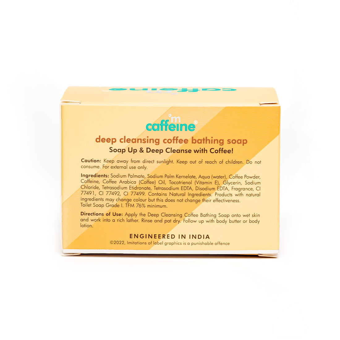 mCaffeine Deep Cleansing Coffee Soap with Vitamin E for Soft & Smooth Skin - Grade 1 Non Drying Soap