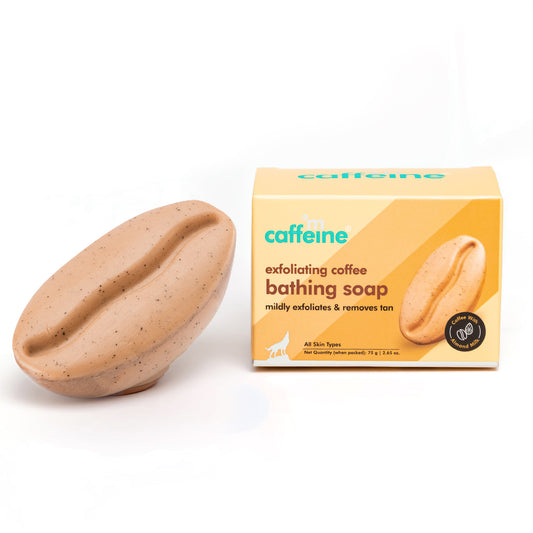 mCaffeine Exfoliating Coffee Bath Soap with Caramel & Almond Milk for Tan Removal & Moisturization