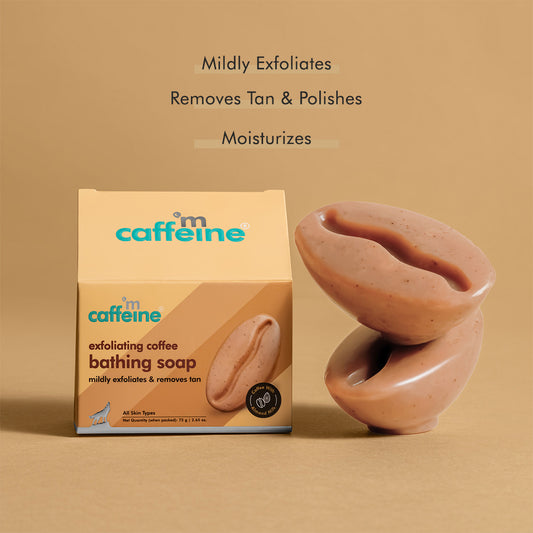 mCaffeine Exfoliating Coffee Bath Soap with Caramel & Almond Milk for Tan Removal & Moisturization