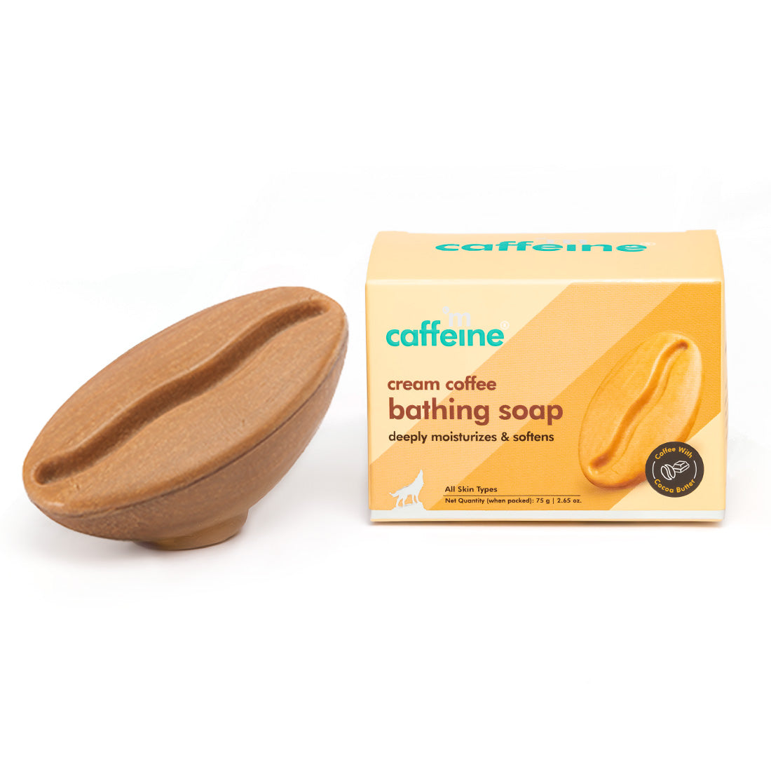 mCaffeine Cream Coffee Bath Soap with Cocoa Butter & Almond Milk for Deep Moisturization