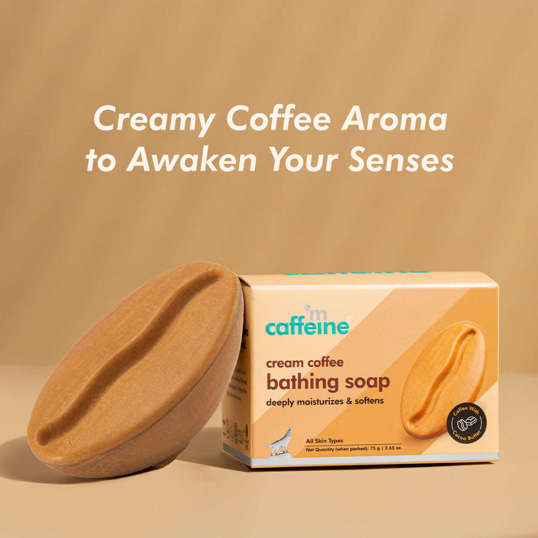 mCaffeine Cream Coffee Bath Soap with Cocoa Butter & Almond Milk for Deep Moisturization