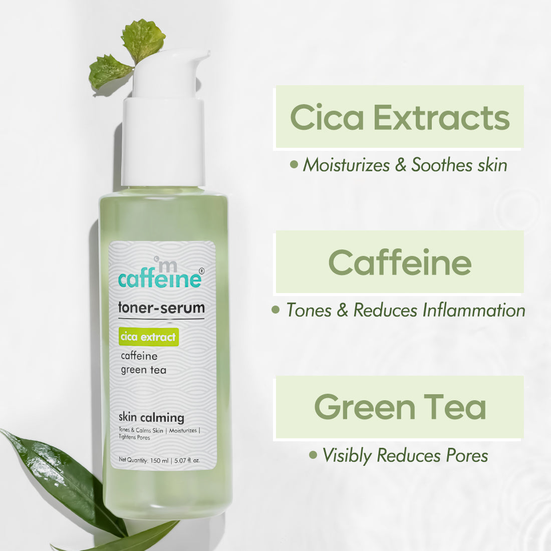 mCaffeine Cica 2in1 Toner-Serum with Green Tea - Calms & Tones Skin, Tightens Pores & Moisturizes