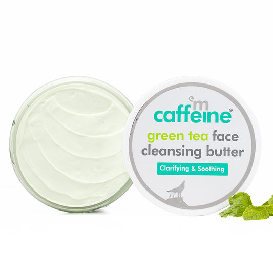 mCaffeine Green Tea Face Cleansing Butter - Shea Butter Makeup Remover- Moisturizing Face Cleanser