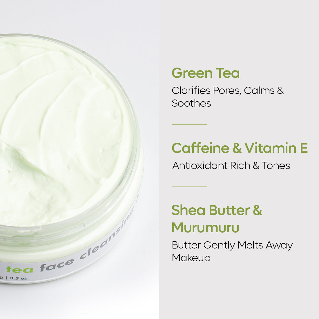 mCaffeine Green Tea Face Cleansing Butter - Shea Butter Makeup Remover- Moisturizing Face Cleanser