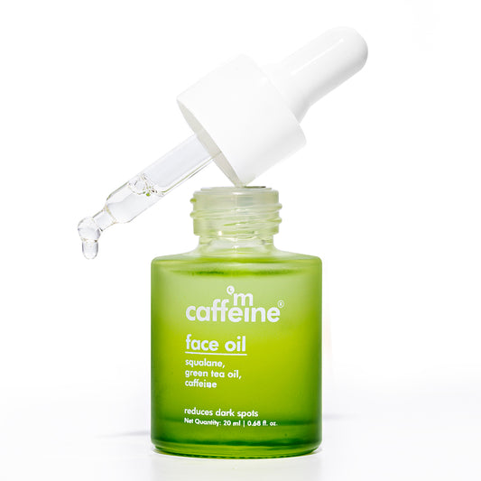 mCaffeine Green Tea & Squalane Face Oil for Dewy Glow - Hydrates, Reduces Dark Spots - Lightweight