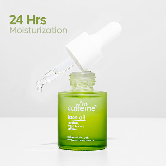 mCaffeine Green Tea & Squalane Face Oil for Dewy Glow - Hydrates, Reduces Dark Spots - Lightweight