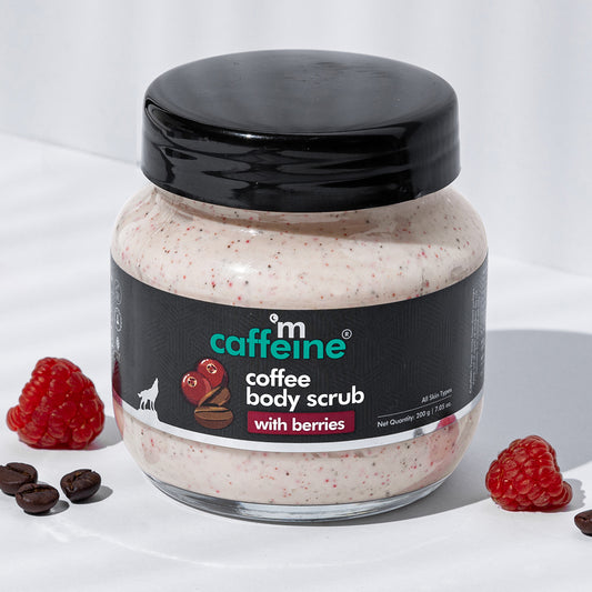 mCaffeine Creamy Coffee Body Scrub with Berries - Moisturizes, Exfoliates & Removes Tan & Dry Skin