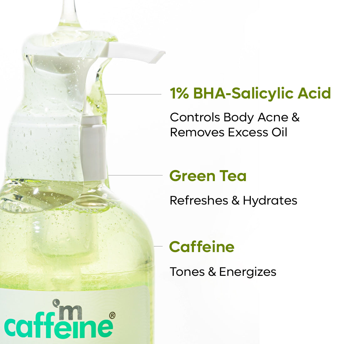 mCaffeine Green tea body wash with BHA Salicylic acid - 1%