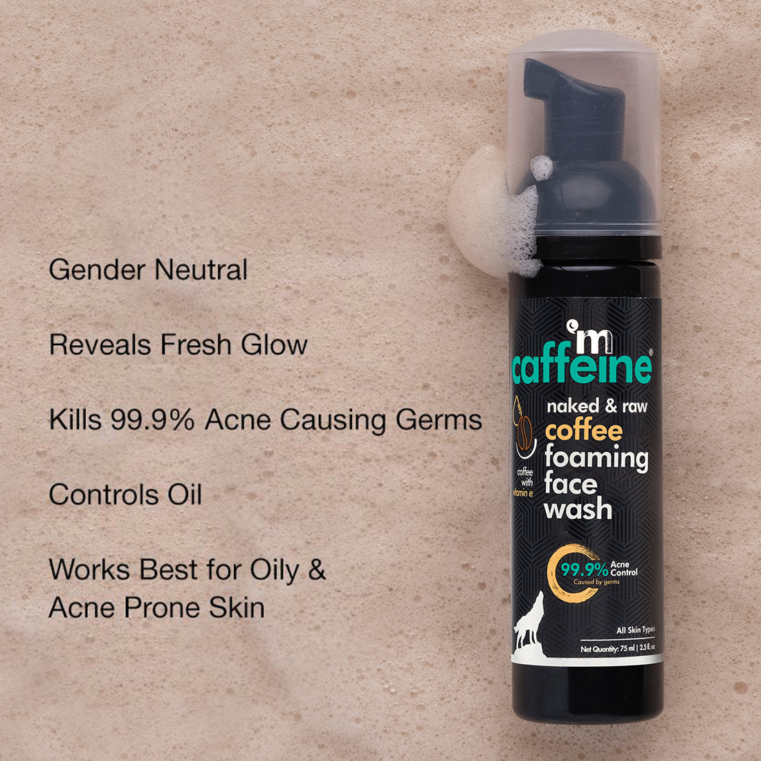 mCaffeine Anti Acne Coffee Foaming Face Wash - Oil & Pimple Control Cleanser with Cinnamon & Vitamin E