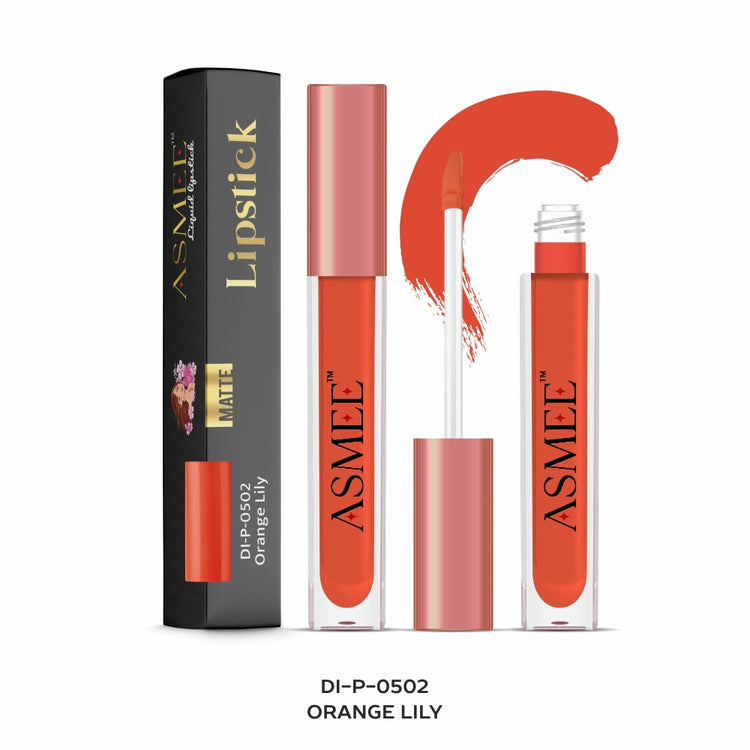 Asmee Liquid Lipstick -Orange Lily  &  Get Glossy Lipstick- Stargazer Free