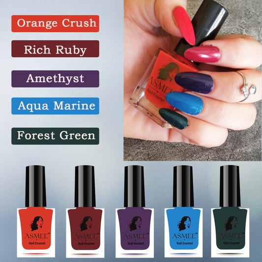 Asmee Combo of 5 Premium Gel Nail Polish