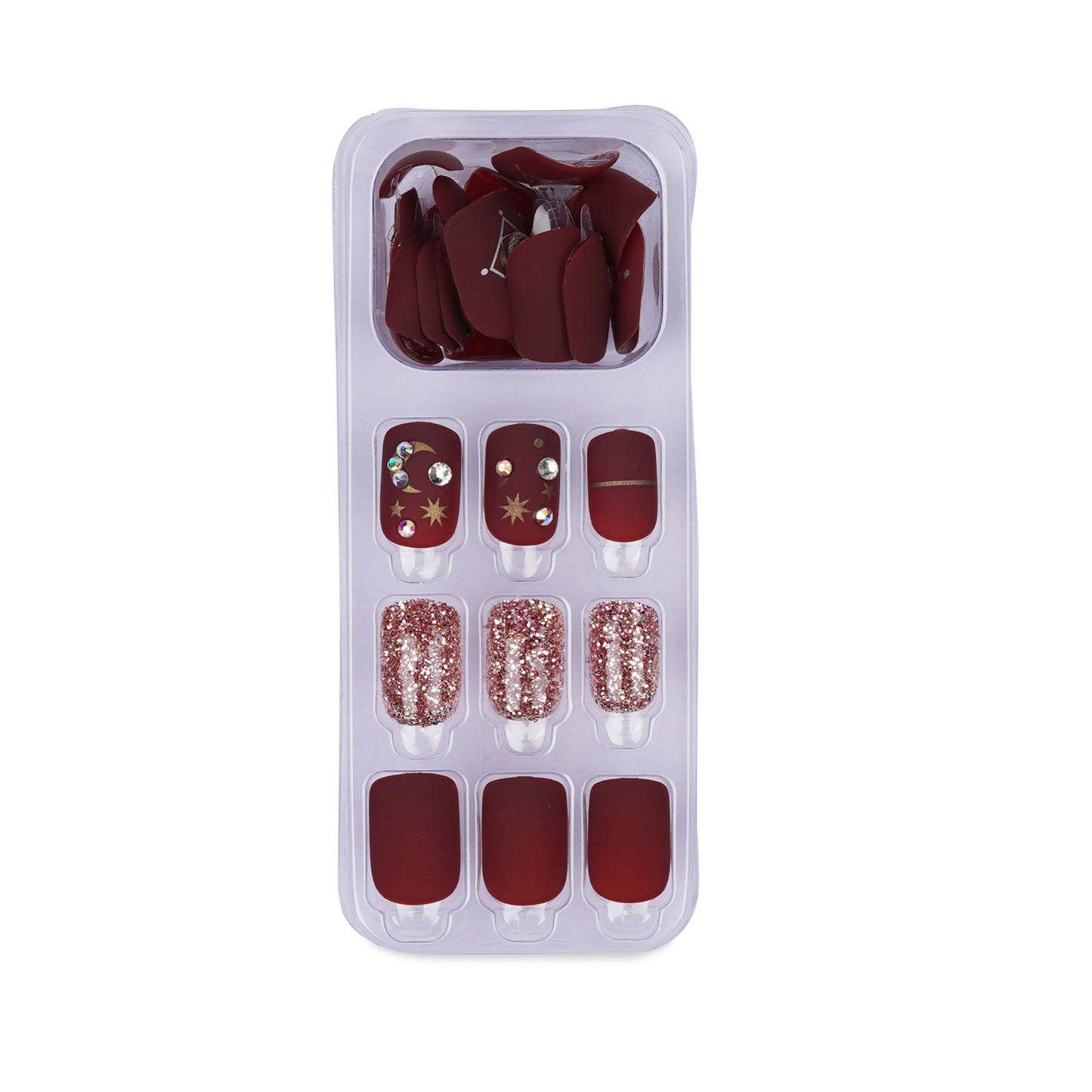 Stick On Nails |  Artificial Reusable Matte Finish Stick on Nails False Nail + Free French Tip