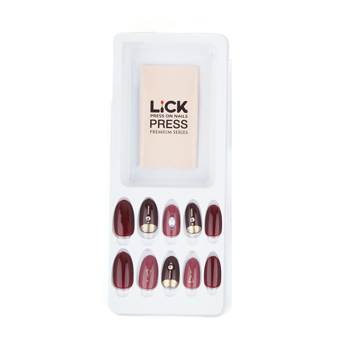 Stick On Nails |  Matte Burgundy Tip Reusable Fake/Artificial Nails + Free French Tip