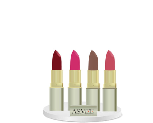 Asmee - Combo of 4 lipsticks - Pink Orchid, Mulberry, Espresso, Daisy Pink