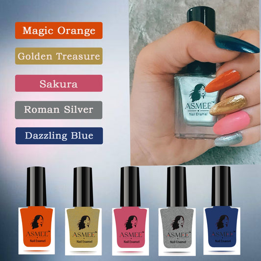 Asmee Combo of 5 Classic Nail Polish