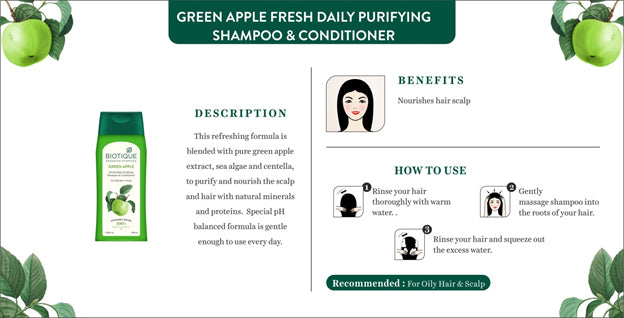 GREEN APPLE SHINE & GLOSS SHAMPOO & CONDITIONER FOR GLOSSY HEALTHY HAIR