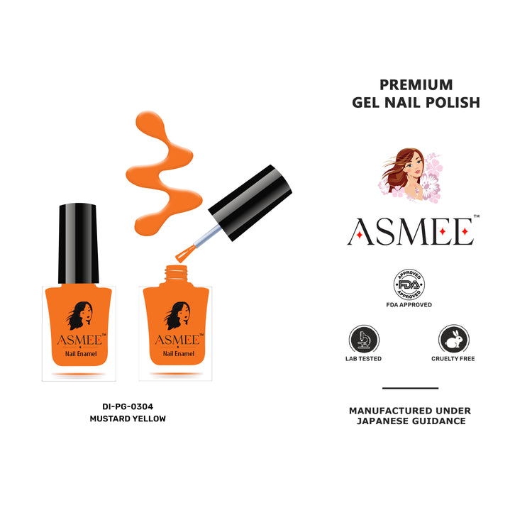 Asmee Combo of 4 Gel Nail Polish - Rich Ruby, Amethyst, Aqua Marine, Mustard Yellow