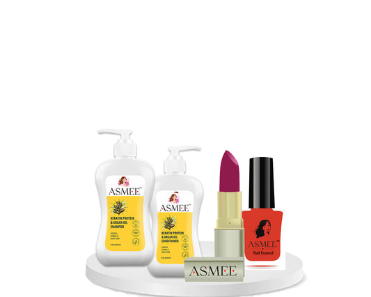 Asmee Hamper - Shampoo, Conditioner, Nailpolish, Lipstick